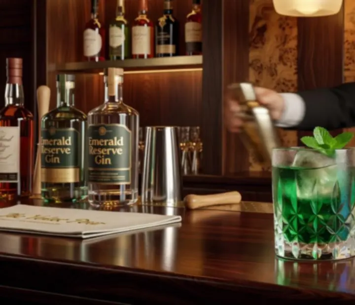 Détail du bar à cocktails avec lumière tamisée