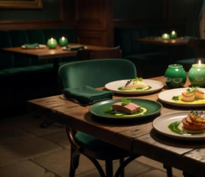 Assortiment de dégustation gastronomique en salle feutrée